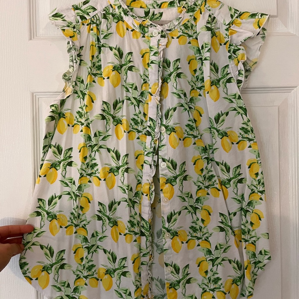 Loft Lemon Print Button-Up Blouse